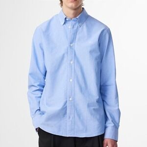 NN07 Regular Fit Classic Oxford Button Down Shirt M Blue 100% Cotton Long Sleeve